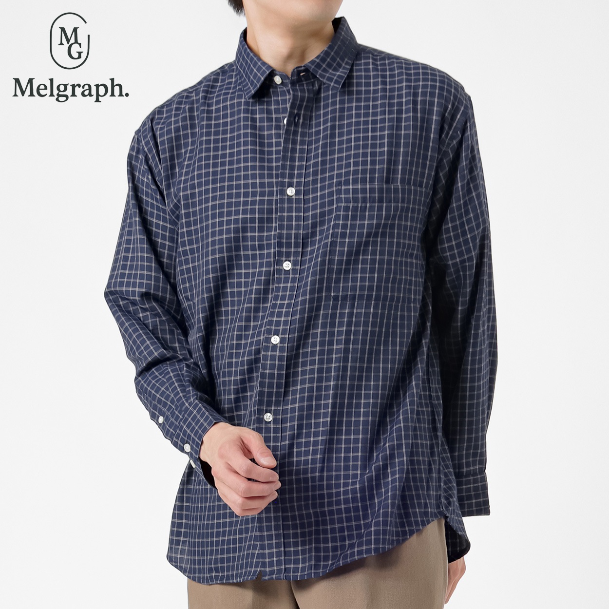 Melgraph.(メルグラフ) チェック長袖シャツ メンズ(コイアオ-M)