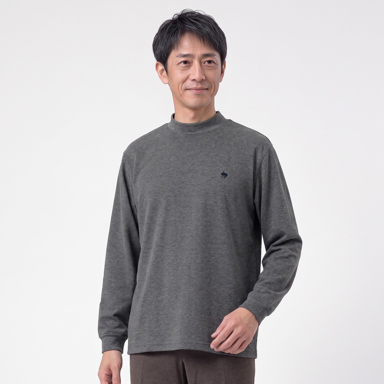 POLO BCS モックネックTシャツ メンズ(チャコ－ルグレ－-M)