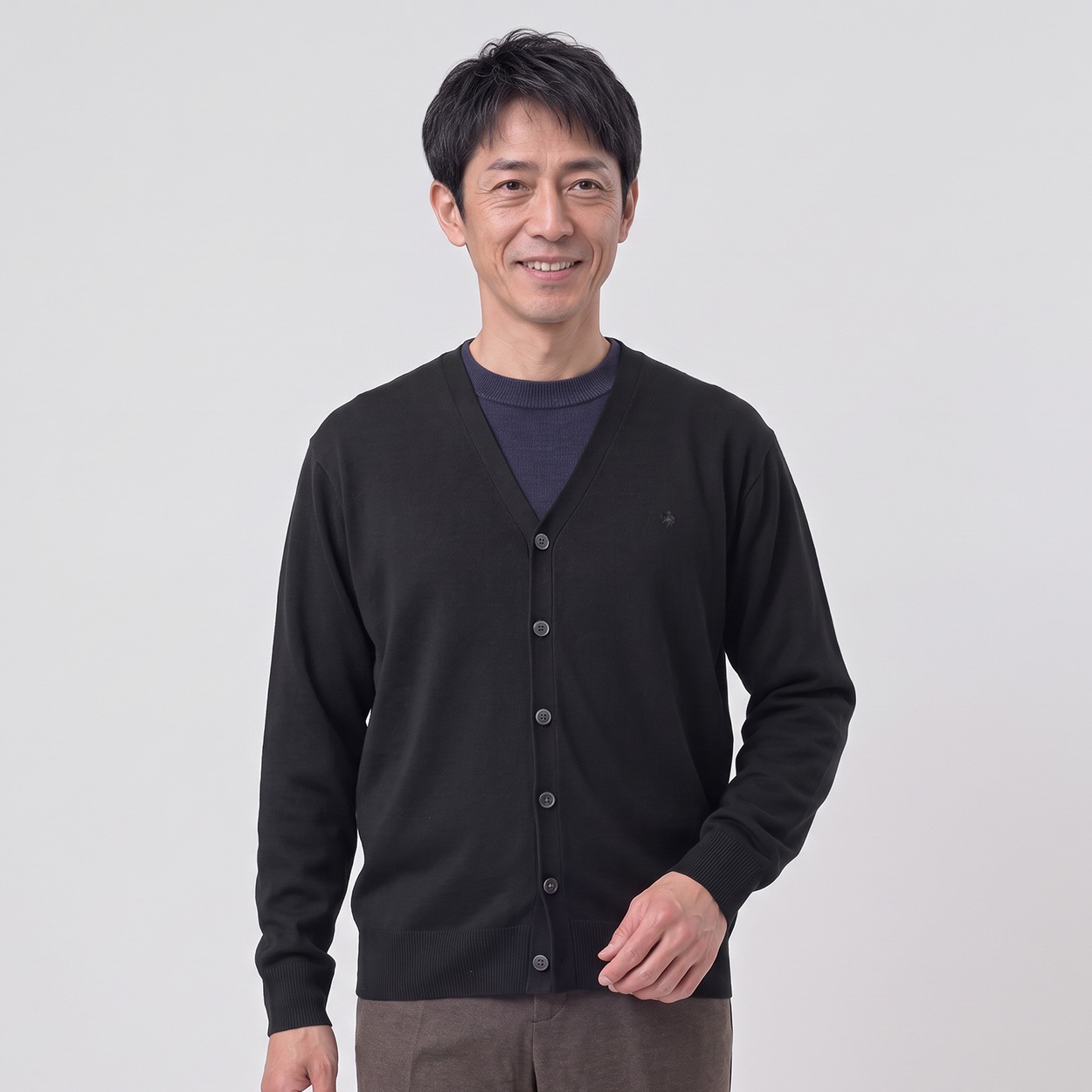 POLO BCS 天竺Vカーディガン メンズ(クロ-L)