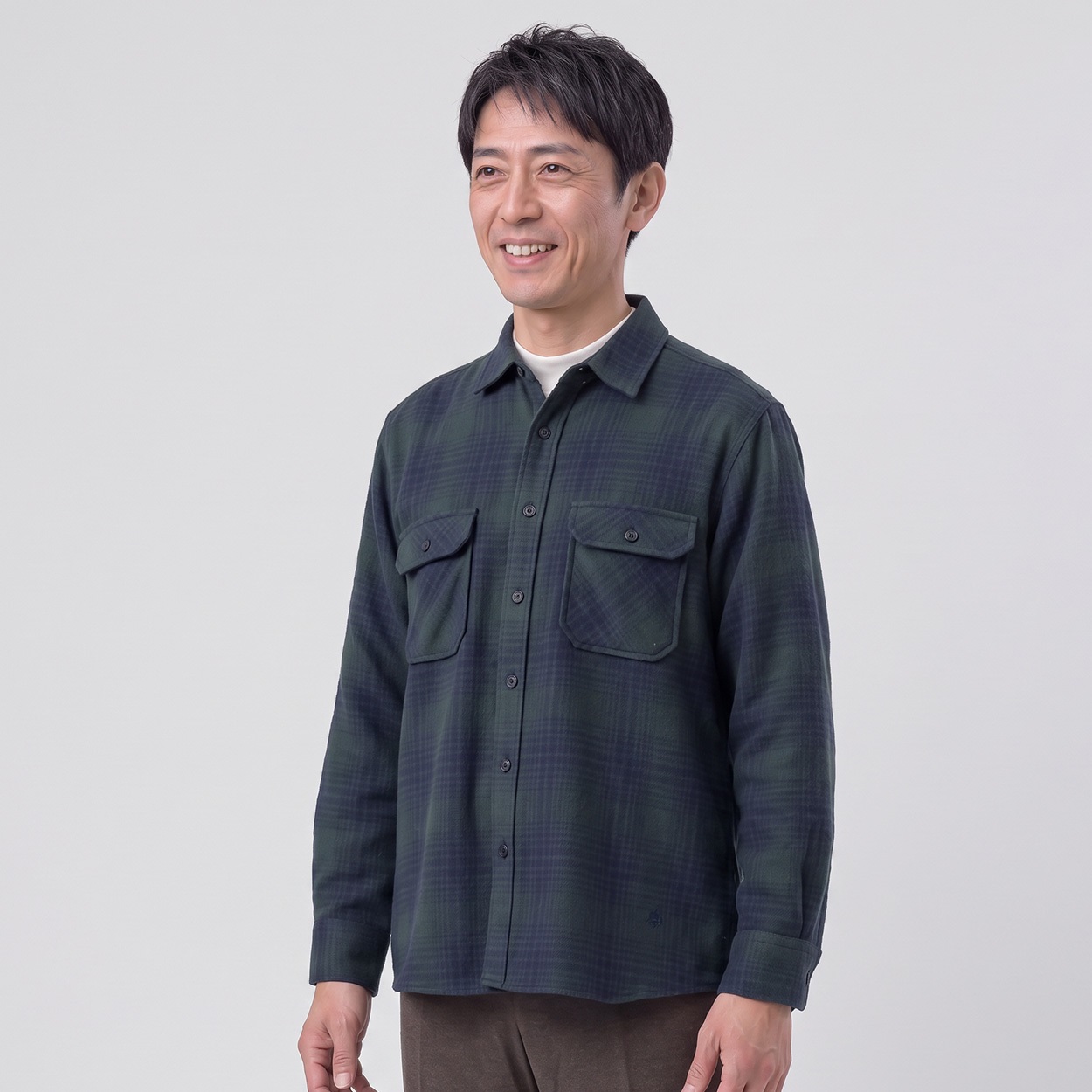 POLO BCS チェックシャツアウター メンズ(ミドリ-M)
