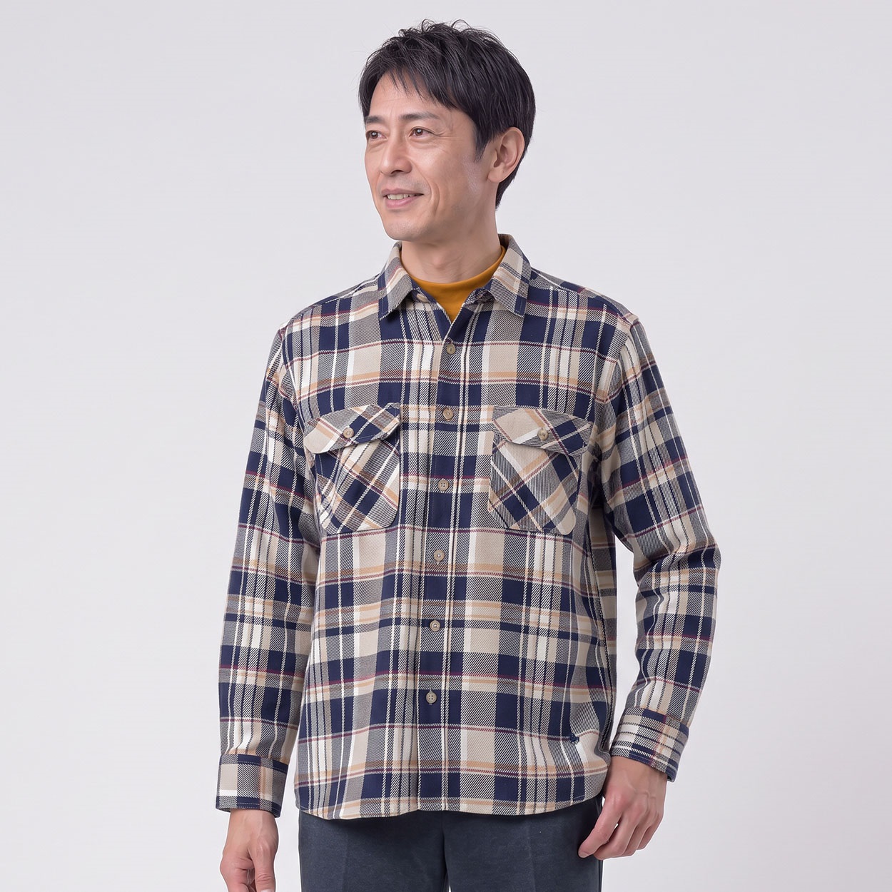 POLO BCS チェックシャツアウター メンズ(コイアオ-L)
