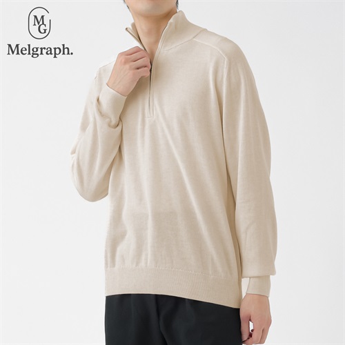 Melgraph.(メルグラフ) ハーフジップセーター メンズ(アイボリー-M)