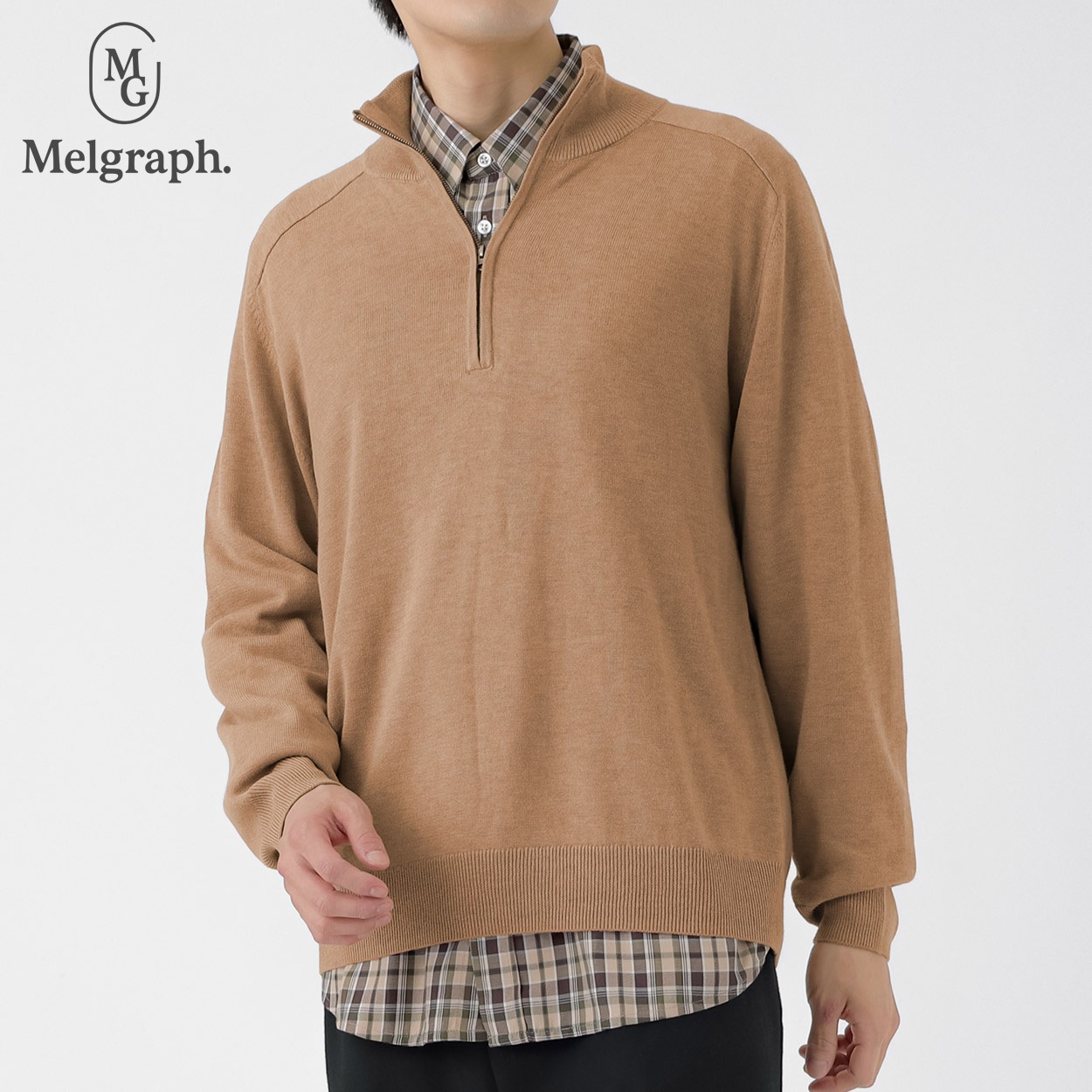 Melgraph.(メルグラフ) ハーフジップセーター メンズ(チャ-L)