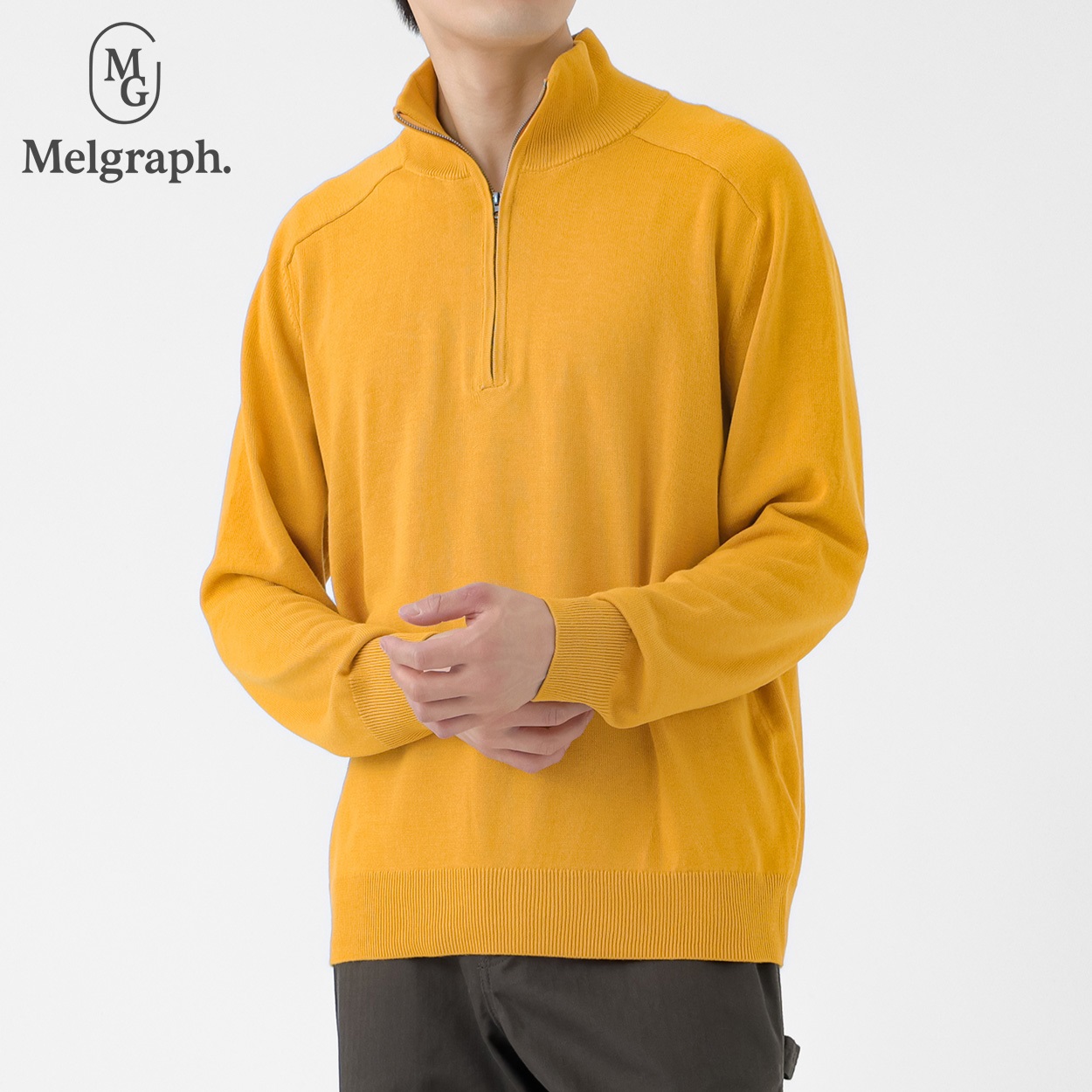 Melgraph.(メルグラフ) ハーフジップセーター メンズ(ダイダイ-M)