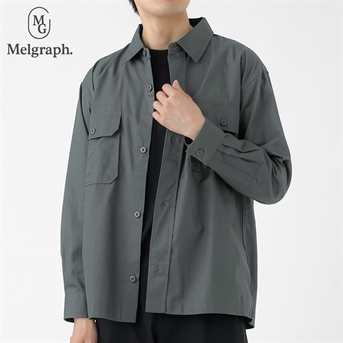 Melgraph.(メルグラフ) ツイル両ポケットシャツ メンズ(チャコ－ルグレ－-M)