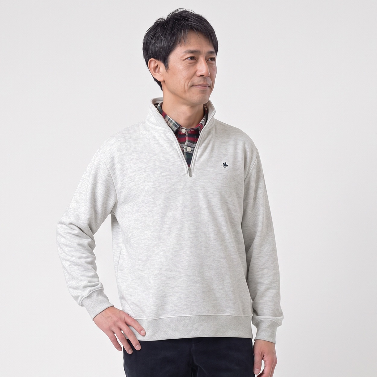 POLOBCS 裏シャギージップトレーナー メンズ(アイボリー-XL)
