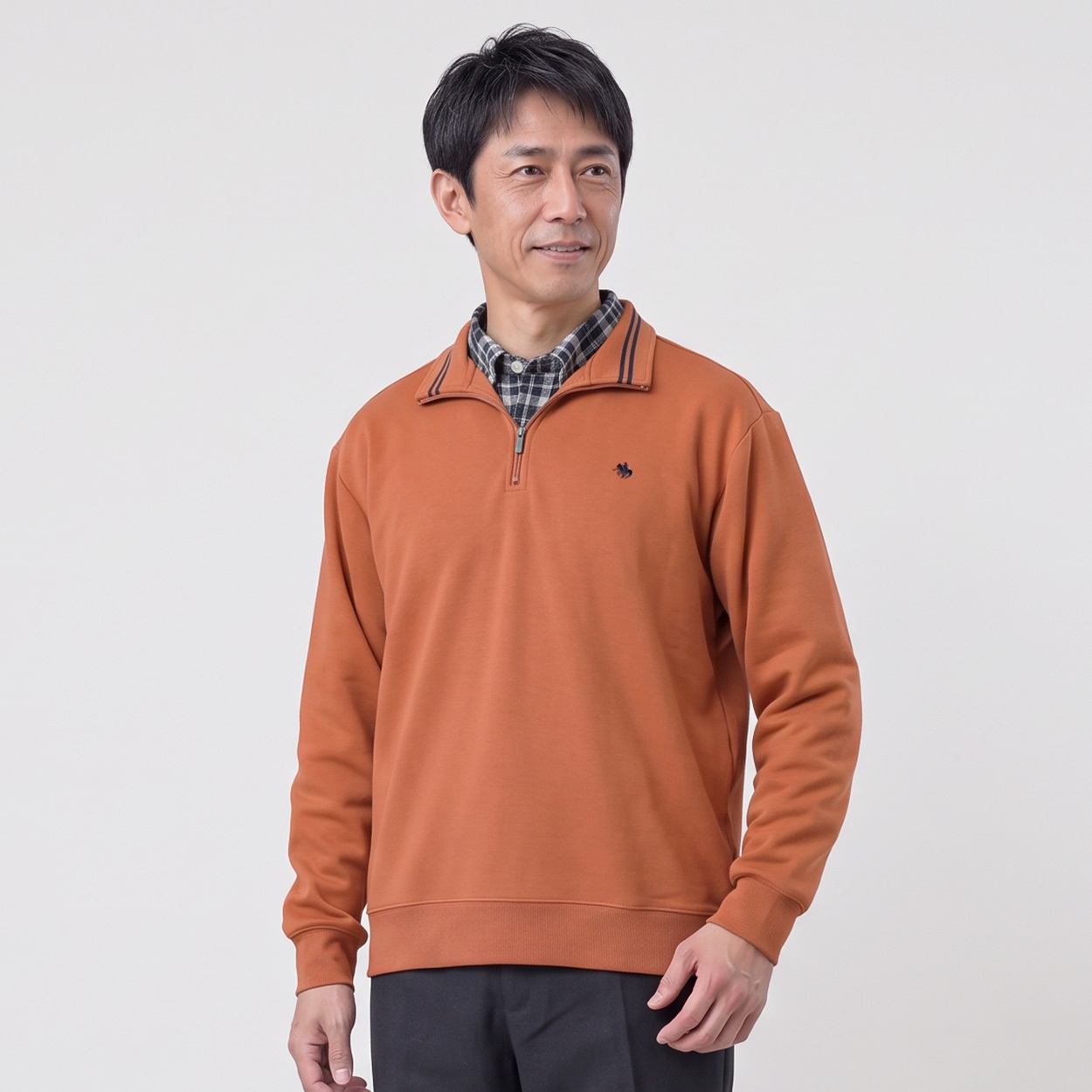 POLOBCS 裏シャギージップトレーナー メンズ(ダイダイ-XL)