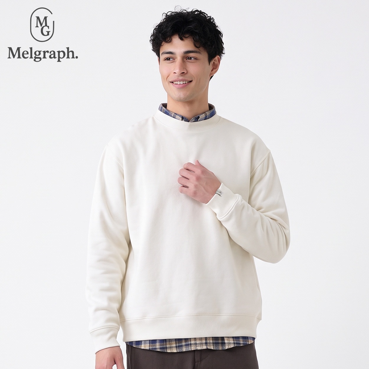 Melgraph.(メルグラフ) 裏起毛クルートレーナー メンズ(キナリ-XL)