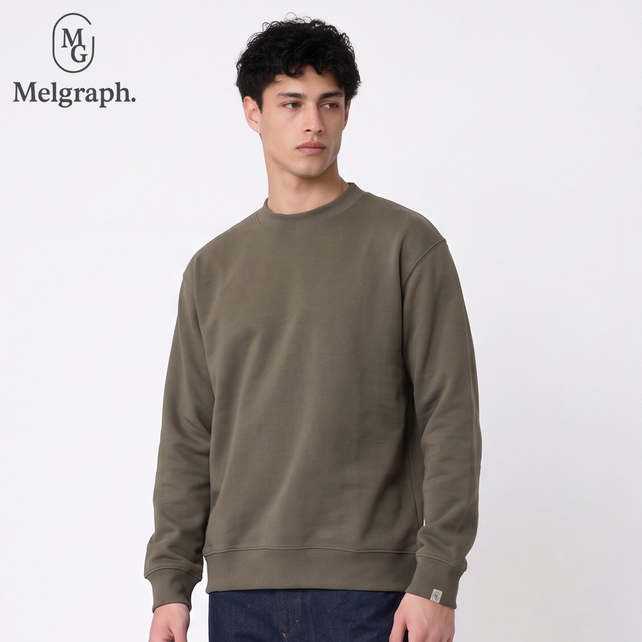 Melgraph.(メルグラフ) 裏起毛クルートレーナー メンズ(ミドリ-M)