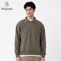 Melgraph.(メルグラフ) 裏起毛ジップポロシャツ メンズ(ミドリ-M)