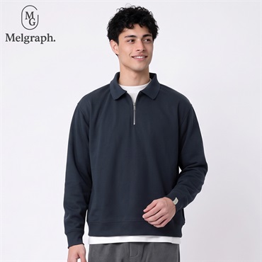 Melgraph.(メルグラフ) 裏起毛ジップポロシャツ メンズ(コイアオ-M)