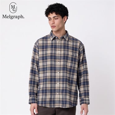 Melgraph.(メルグラフ) チェックネルシャツ メンズ(アオ-M)