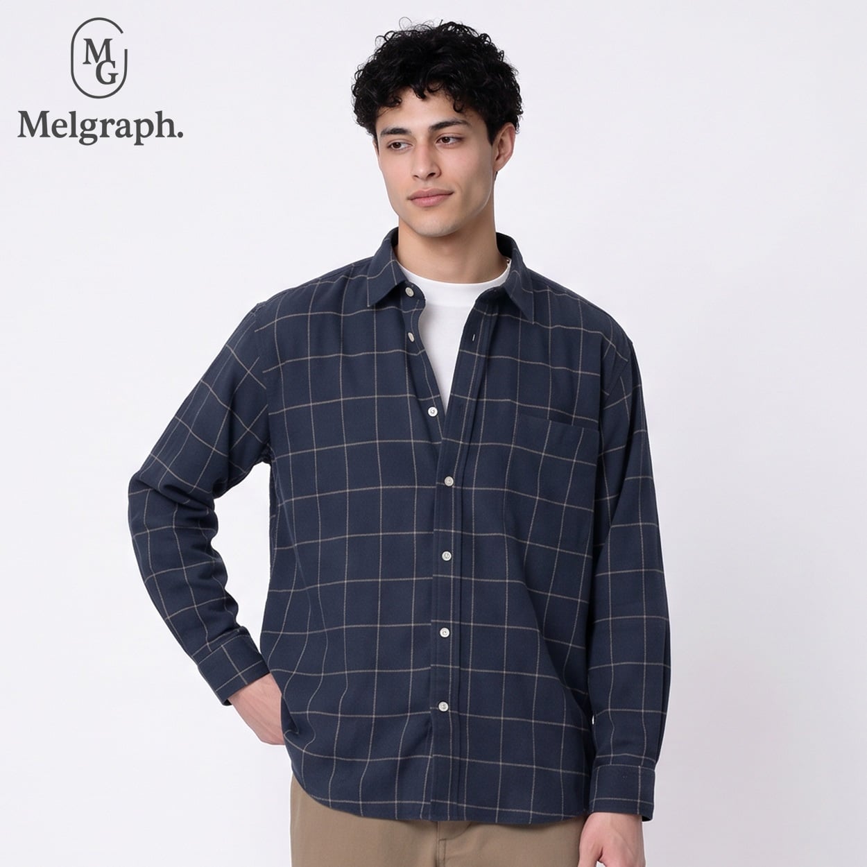 Melgraph.(メルグラフ) チェックネルシャツ メンズ(コイアオ-XL)