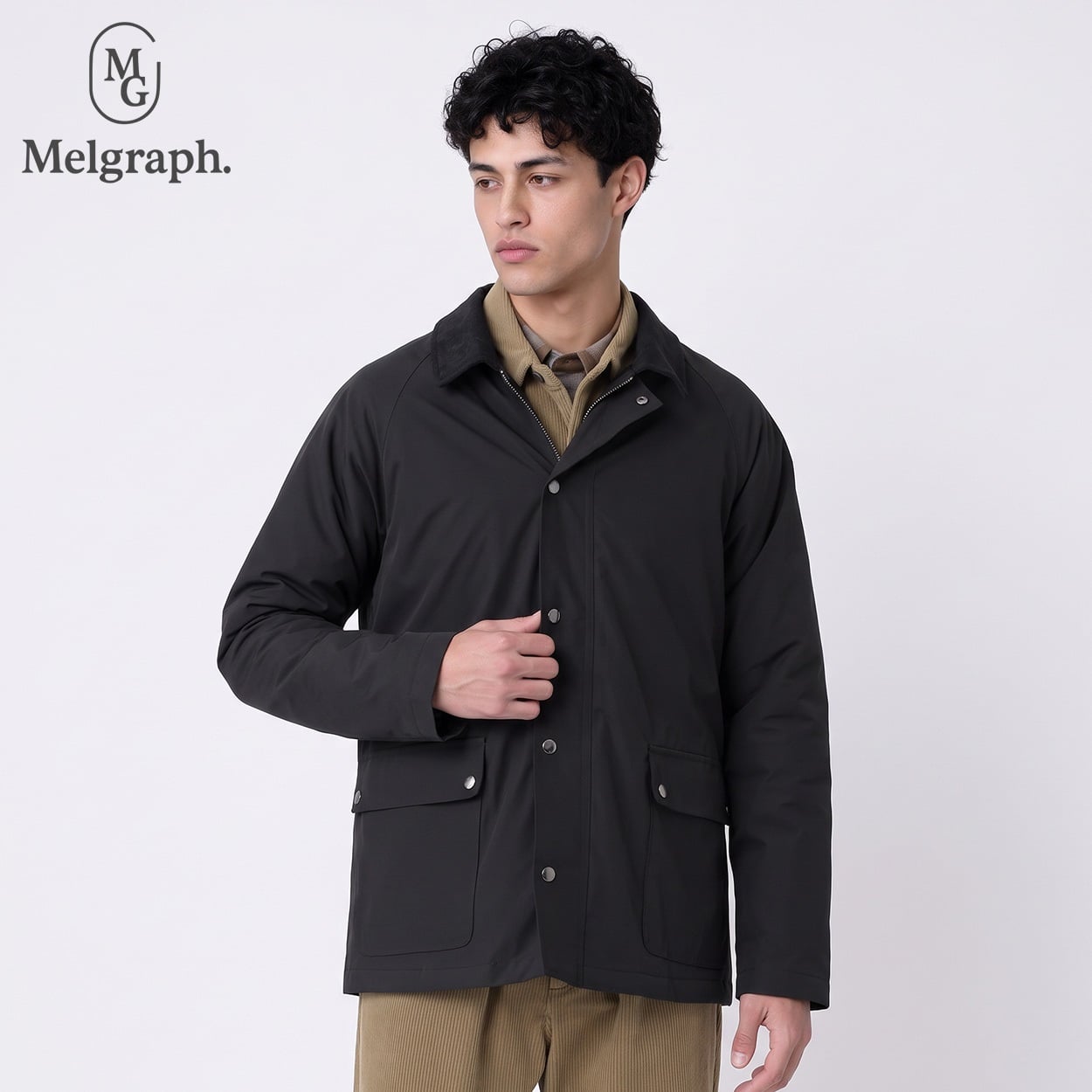 Melgraph.(メルグラフ) 中綿ハーフコート メンズ(クロ-XL)