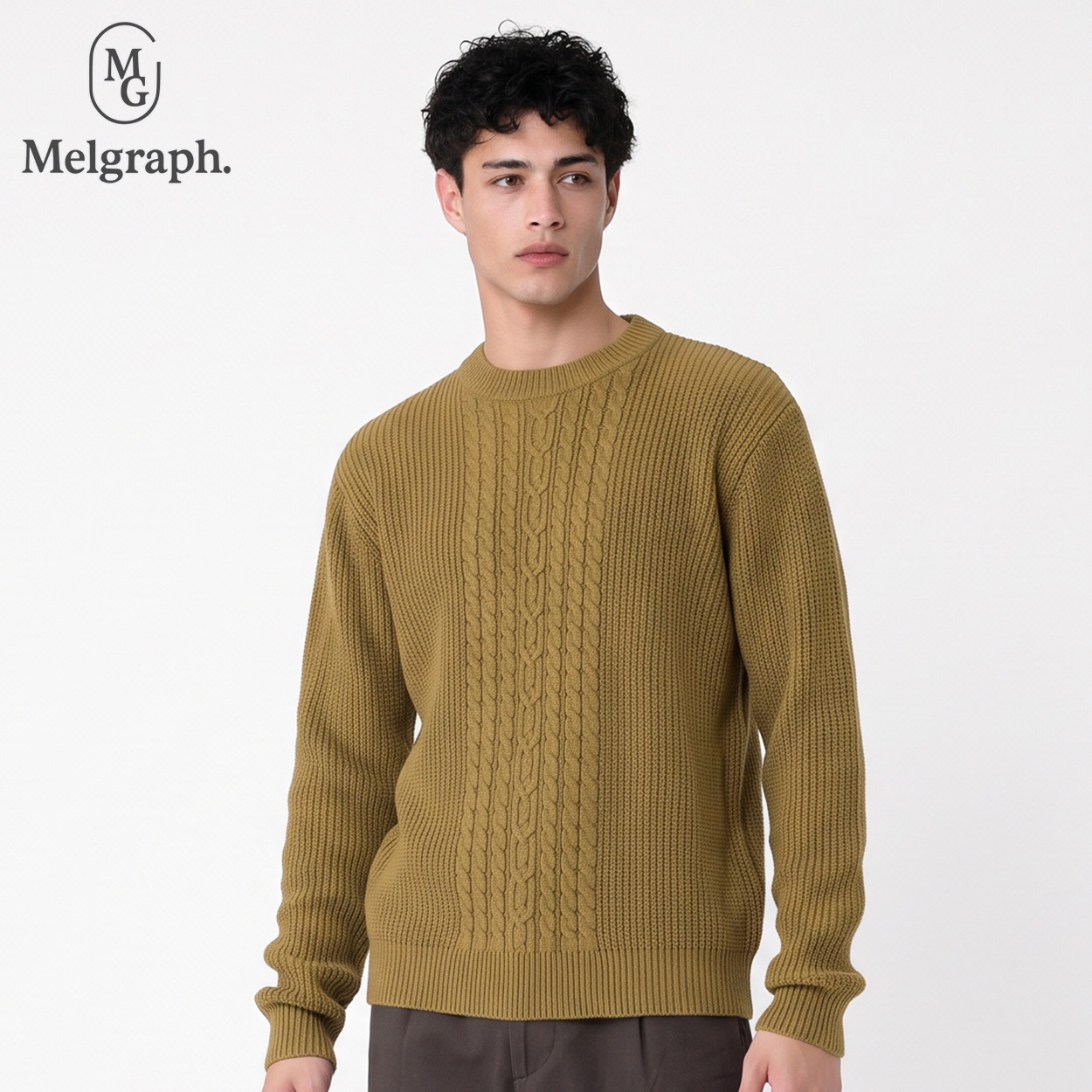 Melgraph.(メルグラフ) モックネックセーター メンズ(ミドリ-L)