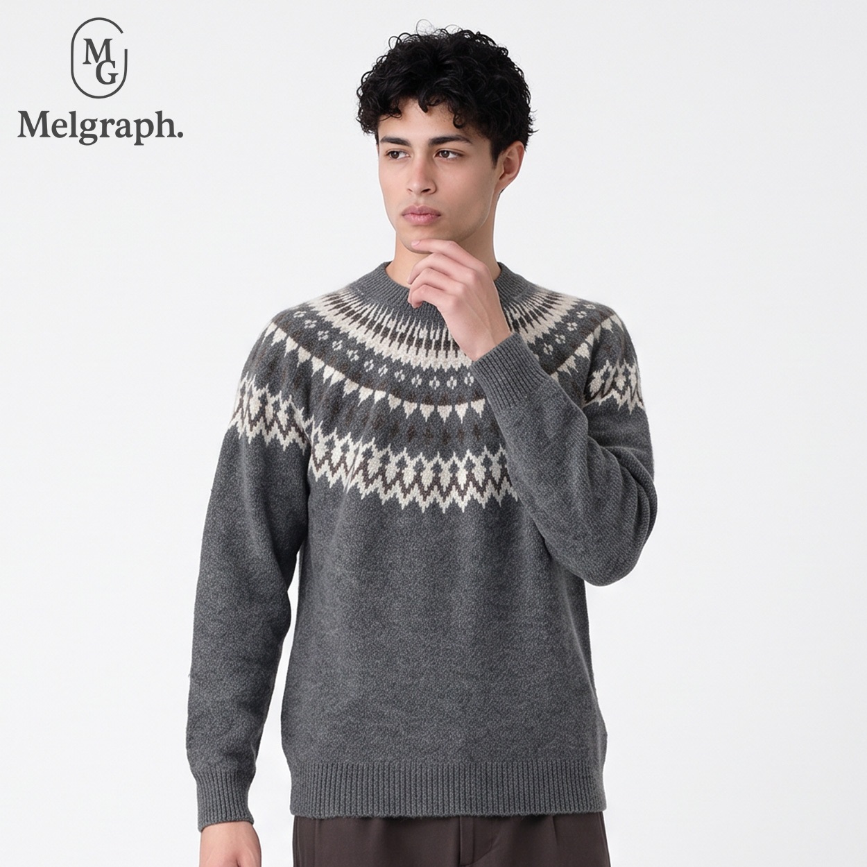 Melgraph.(メルグラフ) 球心柄セーター メンズ(チャコ－ルグレ－-M)