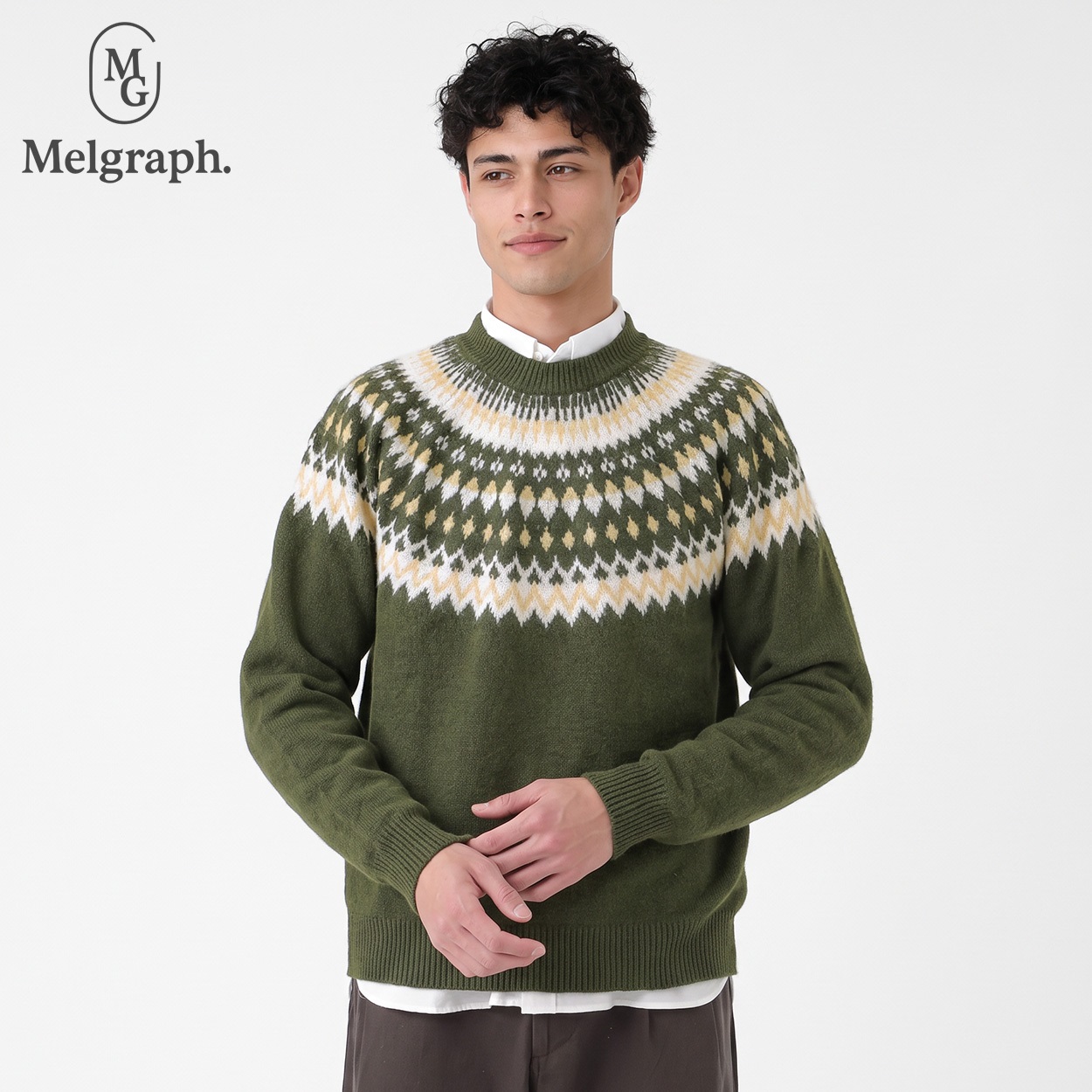 Melgraph.(メルグラフ) 球心柄セーター メンズ(ミドリ-XL)