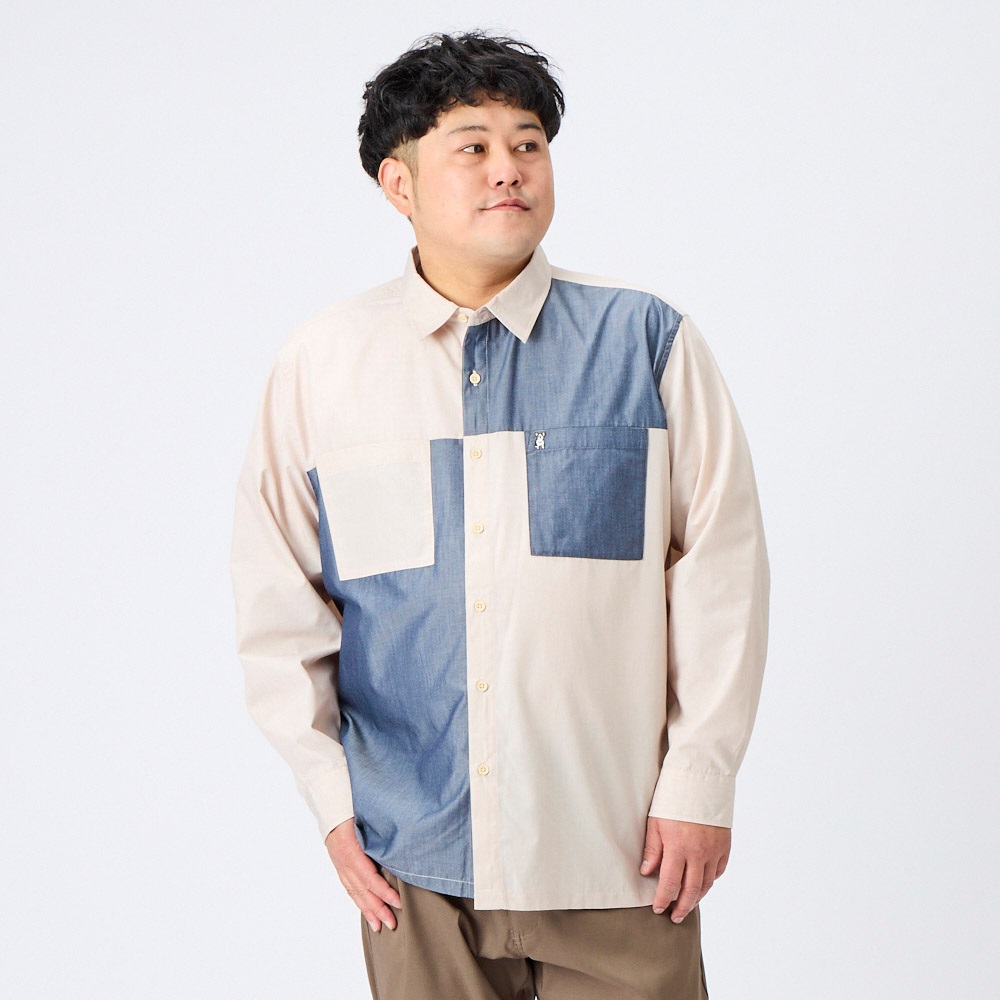 大きいサイズ MACBETHシャンブレー切替シャツ メンズ GREATESS 