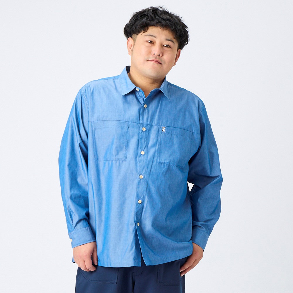 大きいサイズ MACBETHシャンブレー切替シャツ メンズ GREATESS 