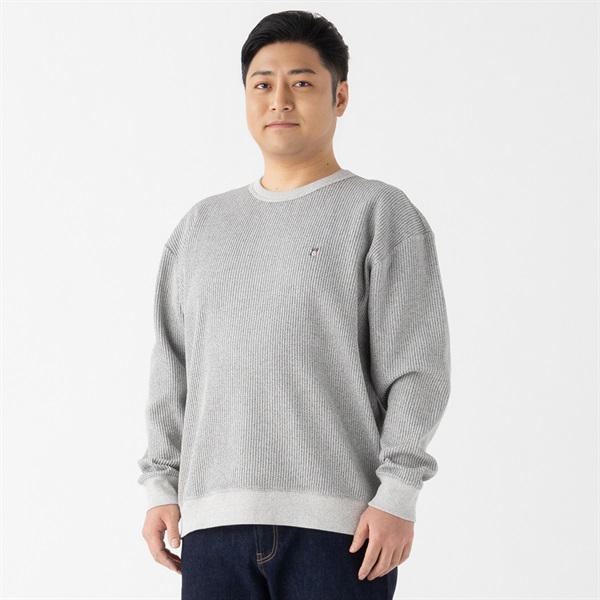 大きいサイズ MACBETH ワッフルクルートレーナー メンズ