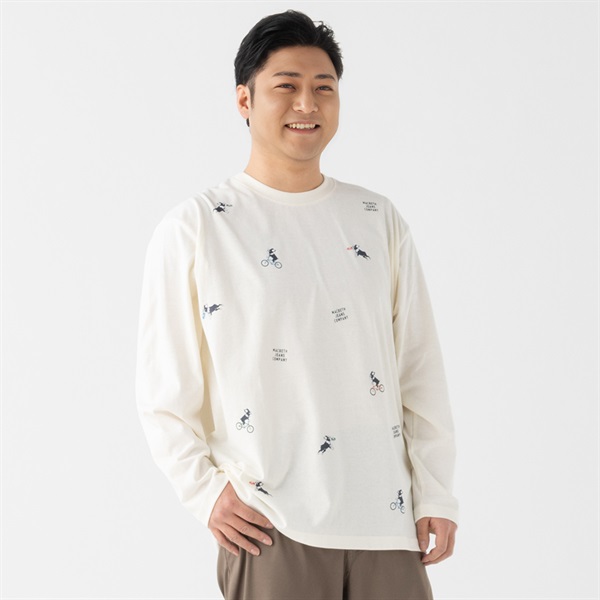 大きいサイズ MACBETH 長袖プリントTシャツ メンズ GREATESS(グレイテス)(シロ-2L)