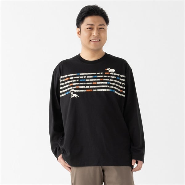 大きいサイズ MACBETH 長袖プリントTシャツ メンズ GREATESS(グレイテス)(クロ-2L)