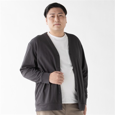 鹿の子カーディガン メンズ(チャコ－ルグレ－-3L)