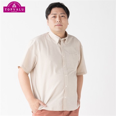 リネンボタンダウン半袖無地シャツ メンズ