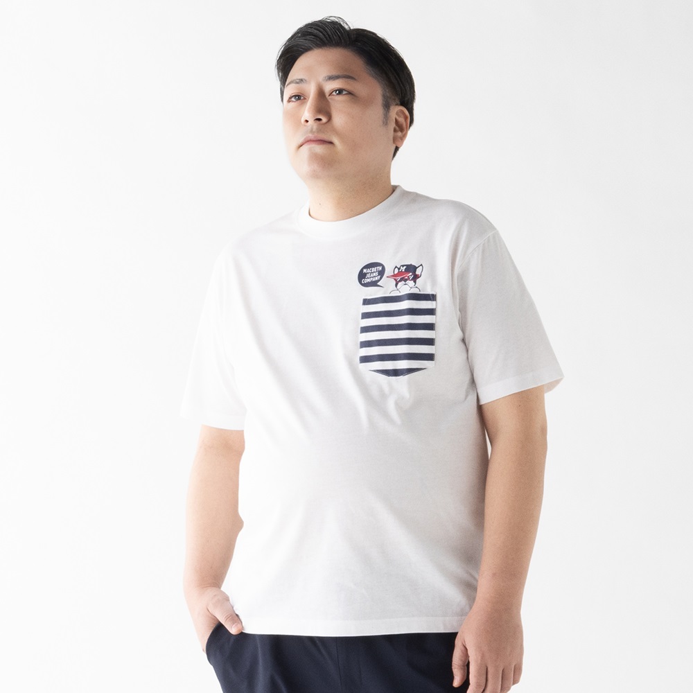 大きいサイズ MACBETH（マクベス）半袖プリントTシャツ メンズ(シロ-2L)