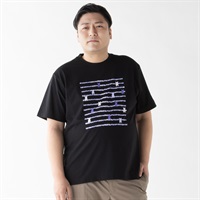 大きいサイズ MACBETH（マクベス）半袖プリントTシャツ メンズ(クロ-3L)