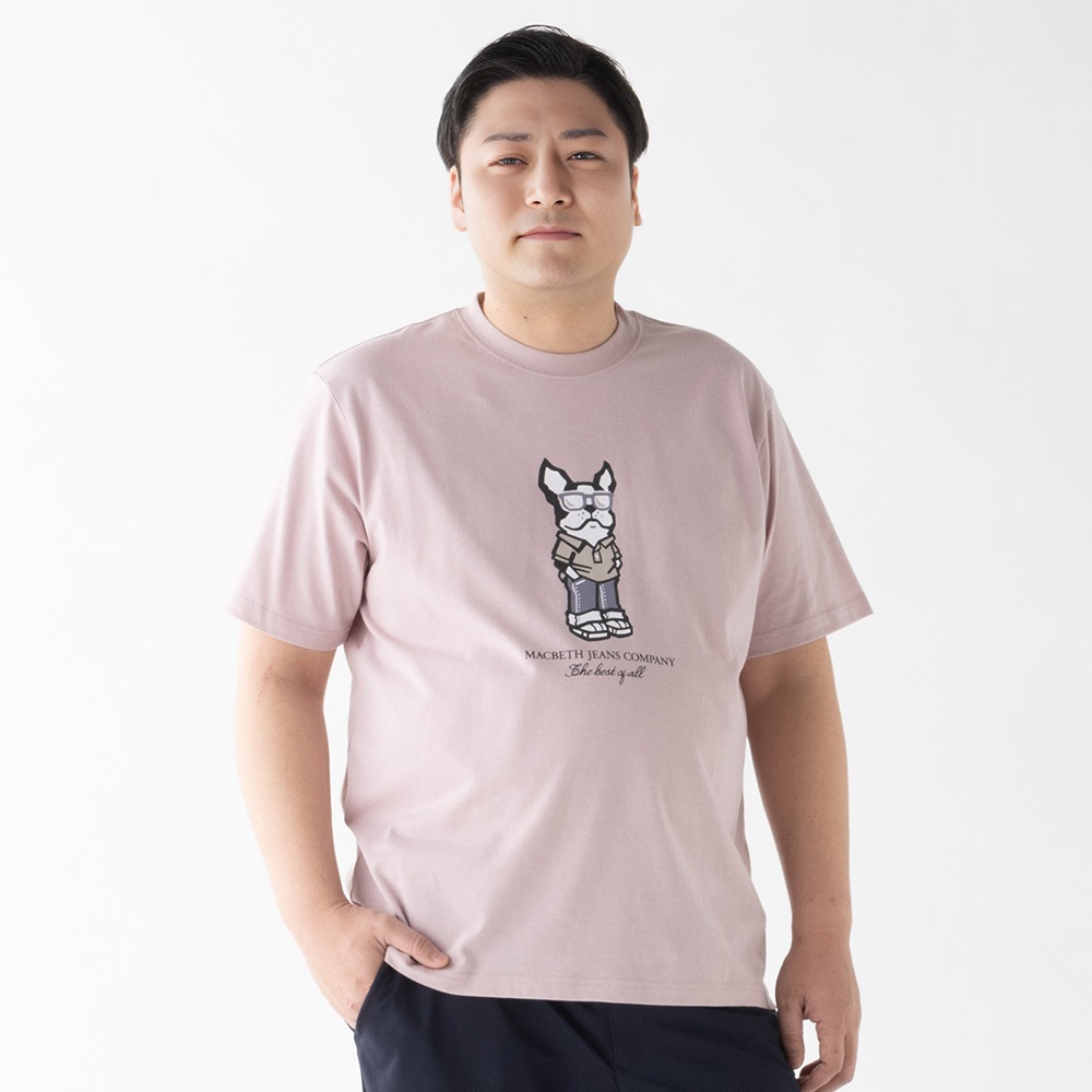 大きいサイズ MACBETH（マクベス）半袖プリントTシャツ メンズ(ウスアカ-4L)