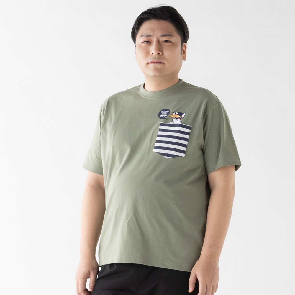 大きいサイズ MACBETH（マクベス）半袖プリントTシャツ メンズ(ウスミドリ-3L)