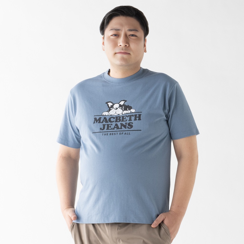 大きいサイズ MACBETH（マクベス）半袖プリントTシャツ メンズ(ウスアオ-4L)