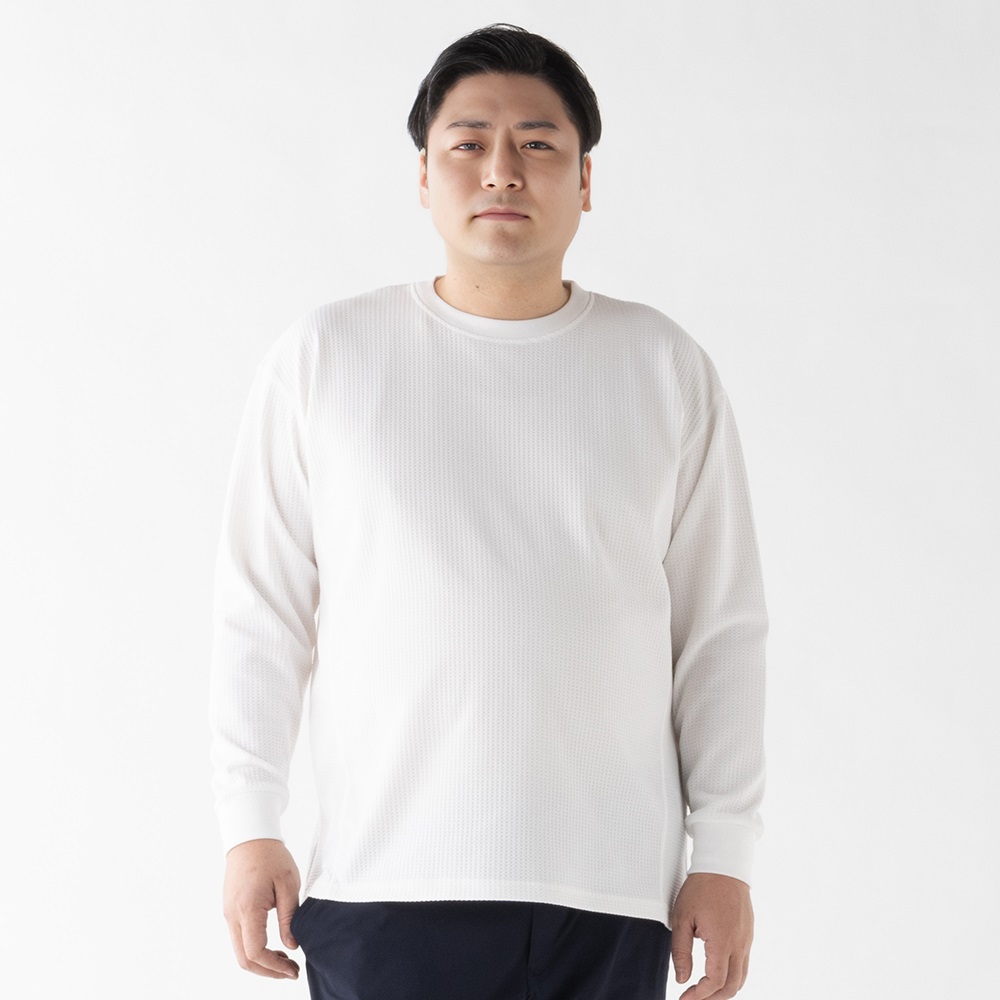 大きいサイズ 長袖 SOLOTEXワッフルTシャツ メンズ GREATESS