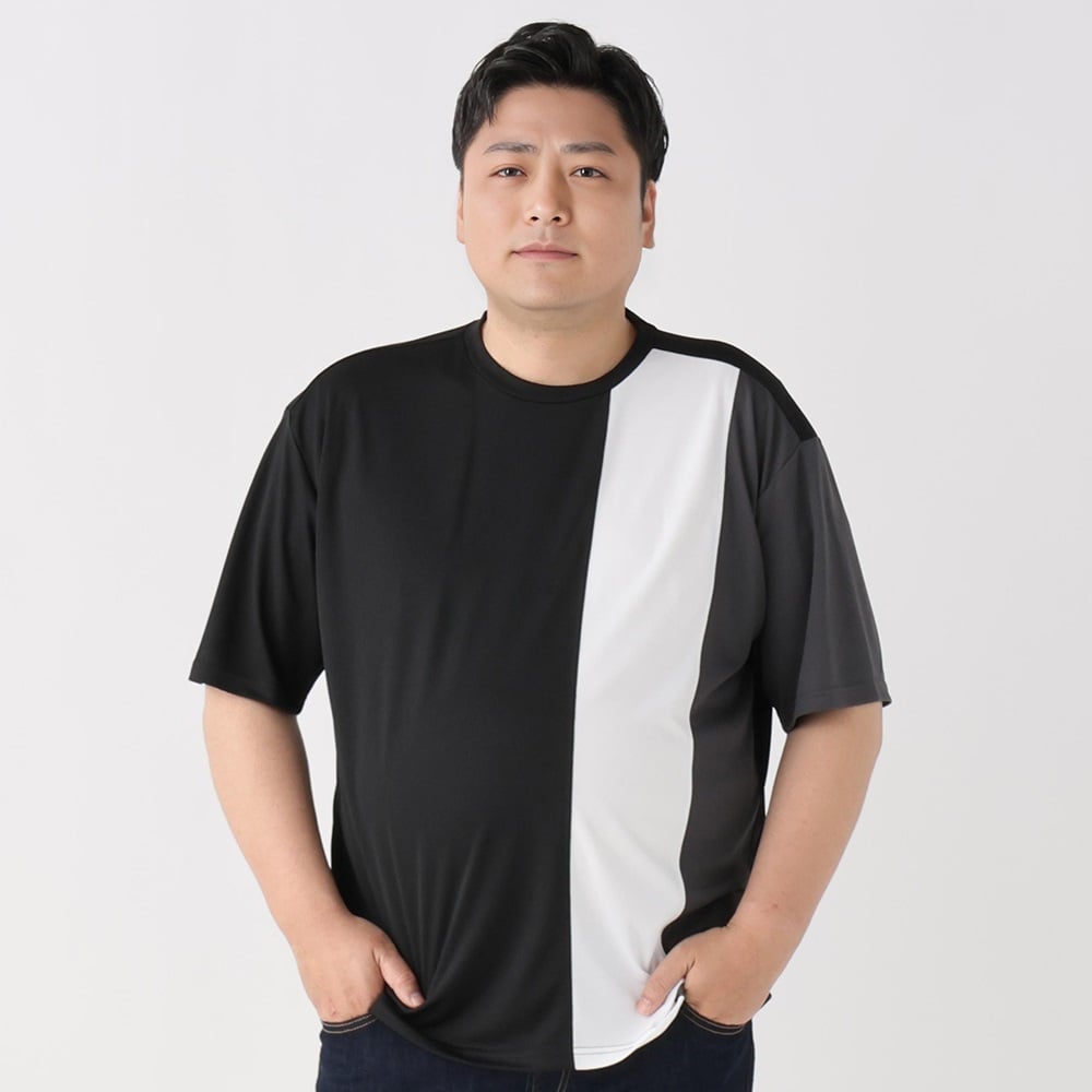 半袖切替Tシャツ メンズ GREATESS(グレイテス)(クロ-5L)