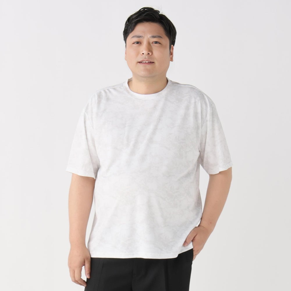 半袖総柄Tシャツ メンズ GREATESS(グレイテス)(シロ-5L)