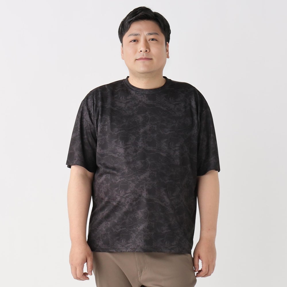 半袖総柄Tシャツ メンズ GREATESS(グレイテス)(クロ-4L)