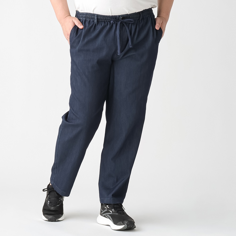 メッシュ デニム イージーパンツ ヒヤロン 大きいサイズ ブルー 3L 4L