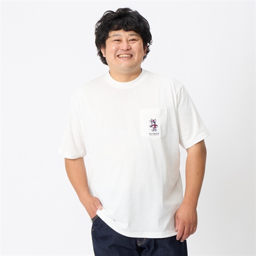 大きいサイズ MACBETH 半袖刺繍付きTシャツ メンズ(シロ-5L)
