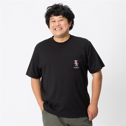 大きいサイズ MACBETH 半袖刺繍付きTシャツ メンズ(クロ-3L)