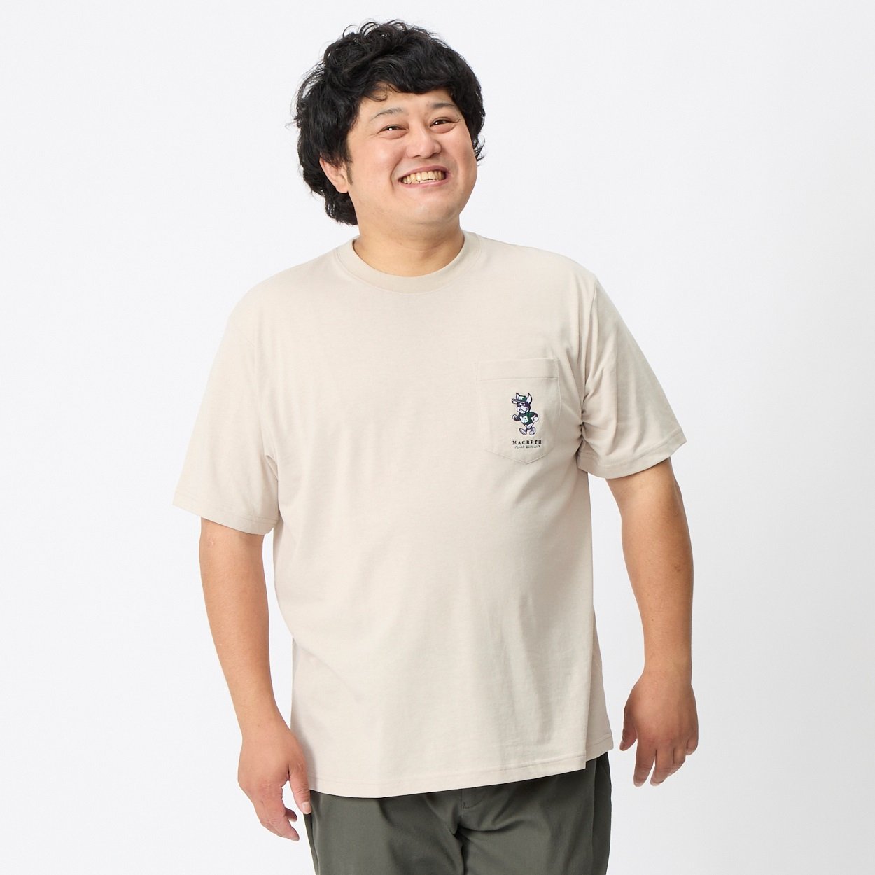 大きいサイズ MACBETH 半袖刺繍付きTシャツ メンズ(ウスチャ-3L)