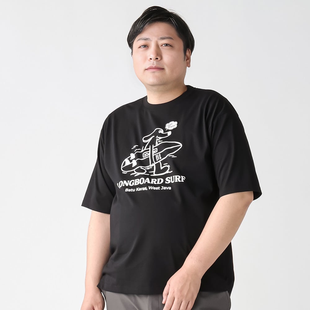 大きいサイズ 半袖刺繍プリントTシャツ メンズ GREATESS(グレイテス)(クロ-2L)