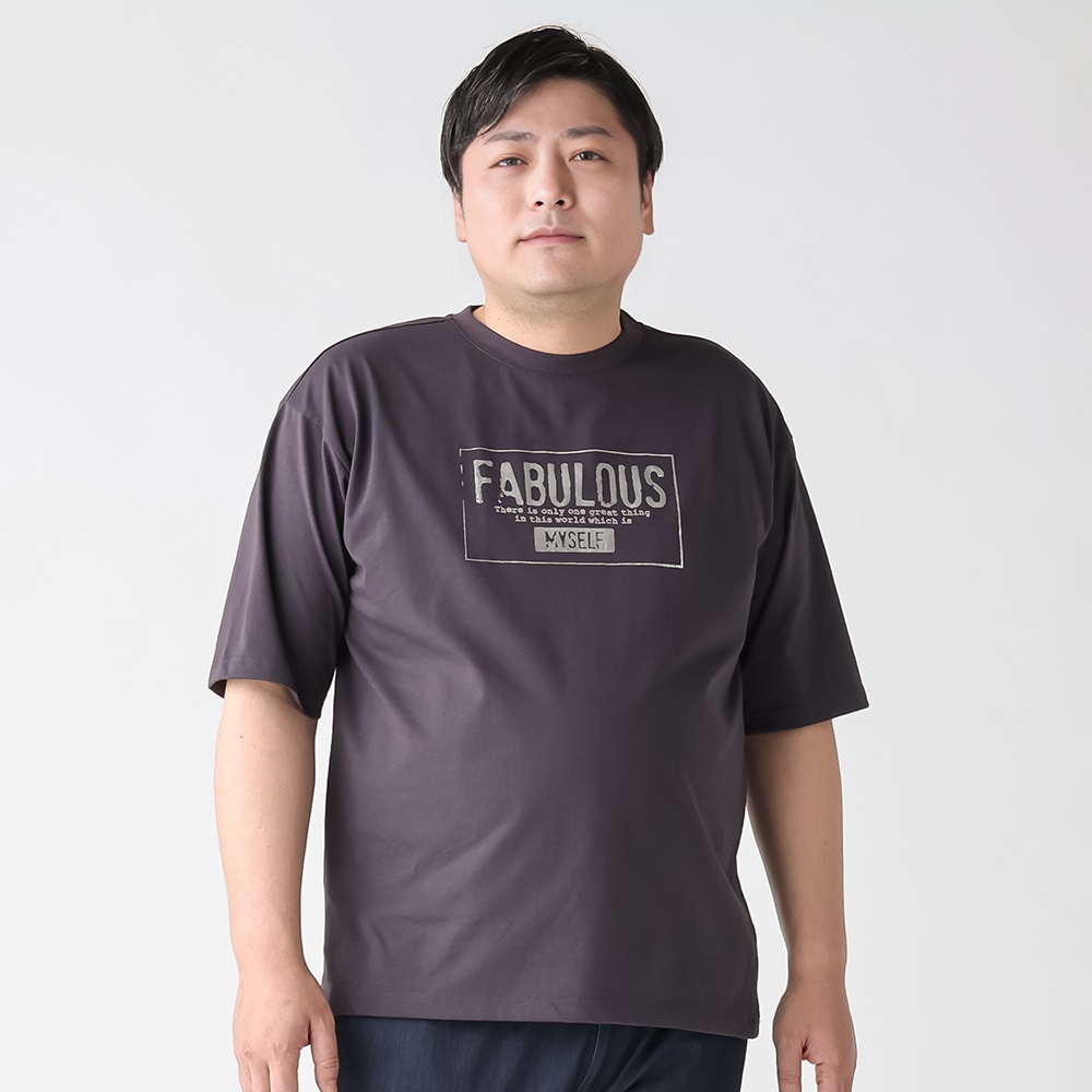 大きいサイズ 半袖刺繍プリントTシャツ メンズ GREATESS(グレイテス)(チャコ－ルグレ－-2L)