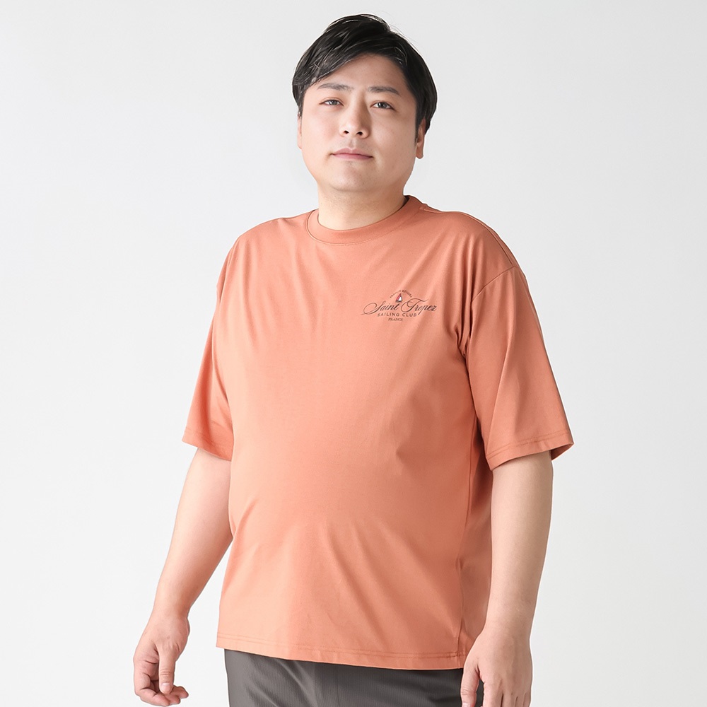 大きいサイズ 半袖刺繍プリントTシャツ メンズ GREATESS(グレイテス)(ダイダイ-2L)