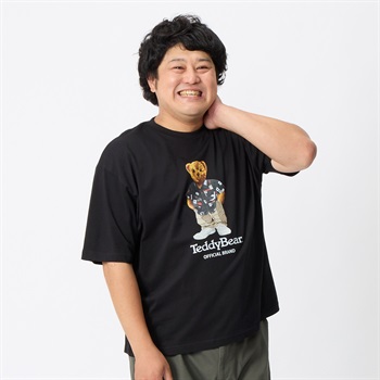 大きいサイズ テディーベアー半袖デザインTシャツ メンズ