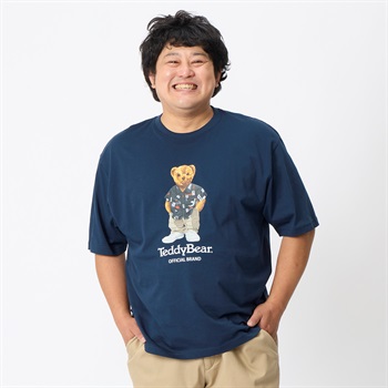 大きいサイズ テディーベアー半袖デザインTシャツ メンズ