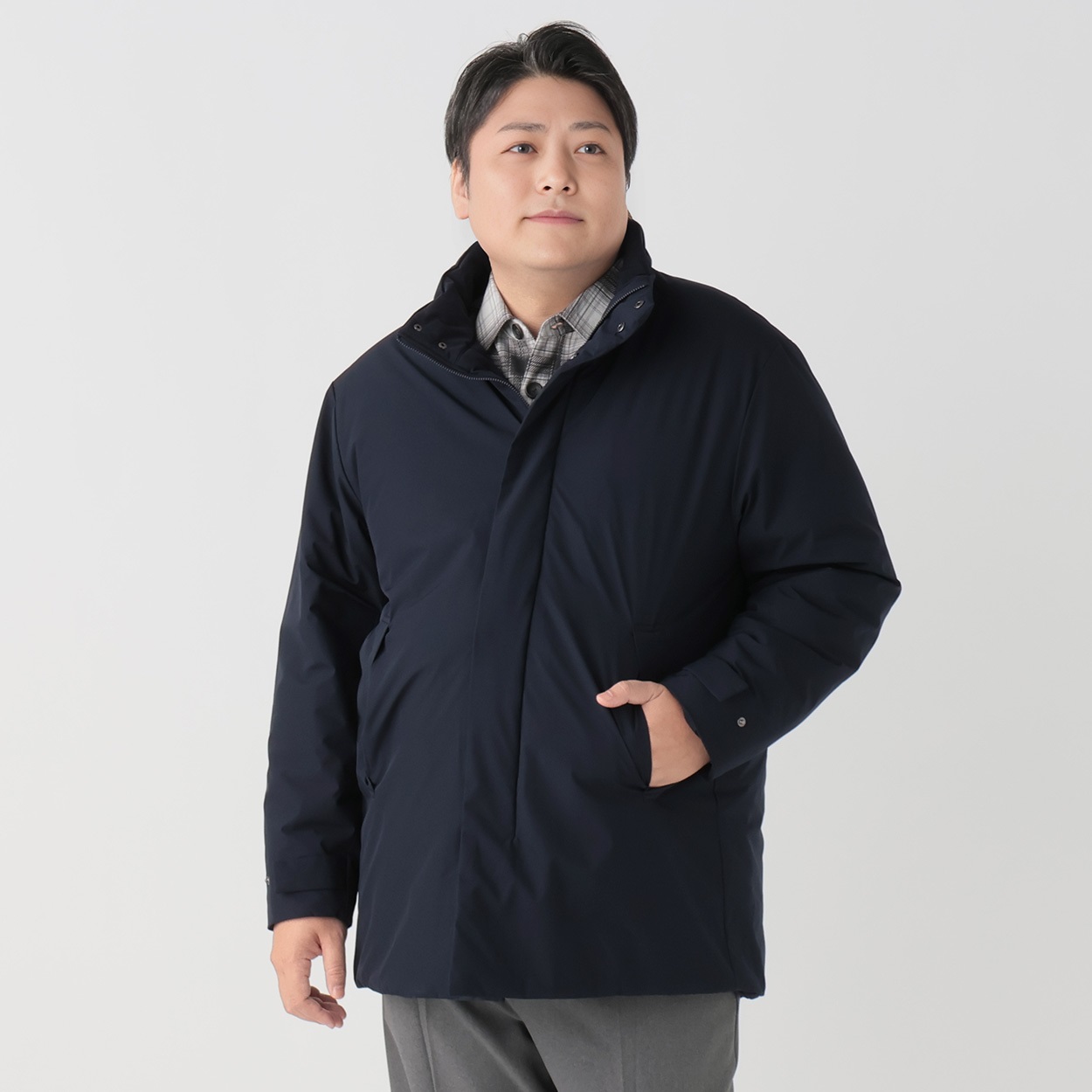 大きいサイズ スタンドハーフコート GREATESS（グレイテス） メンズ