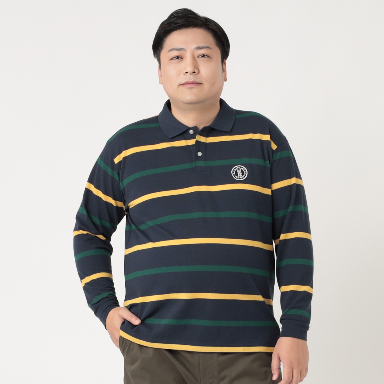 MACBETH(マクベス) 大きいサイズ 鹿の子ボーダーポロシャツ メンズ