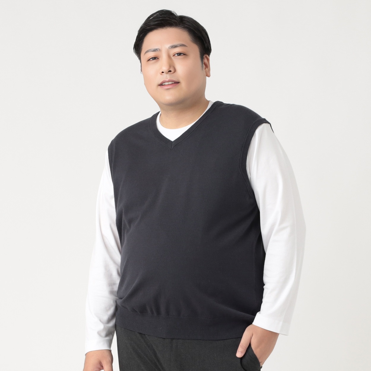 大きいサイズ Vネックベストセーター メンズ GREATESS(グレイテス