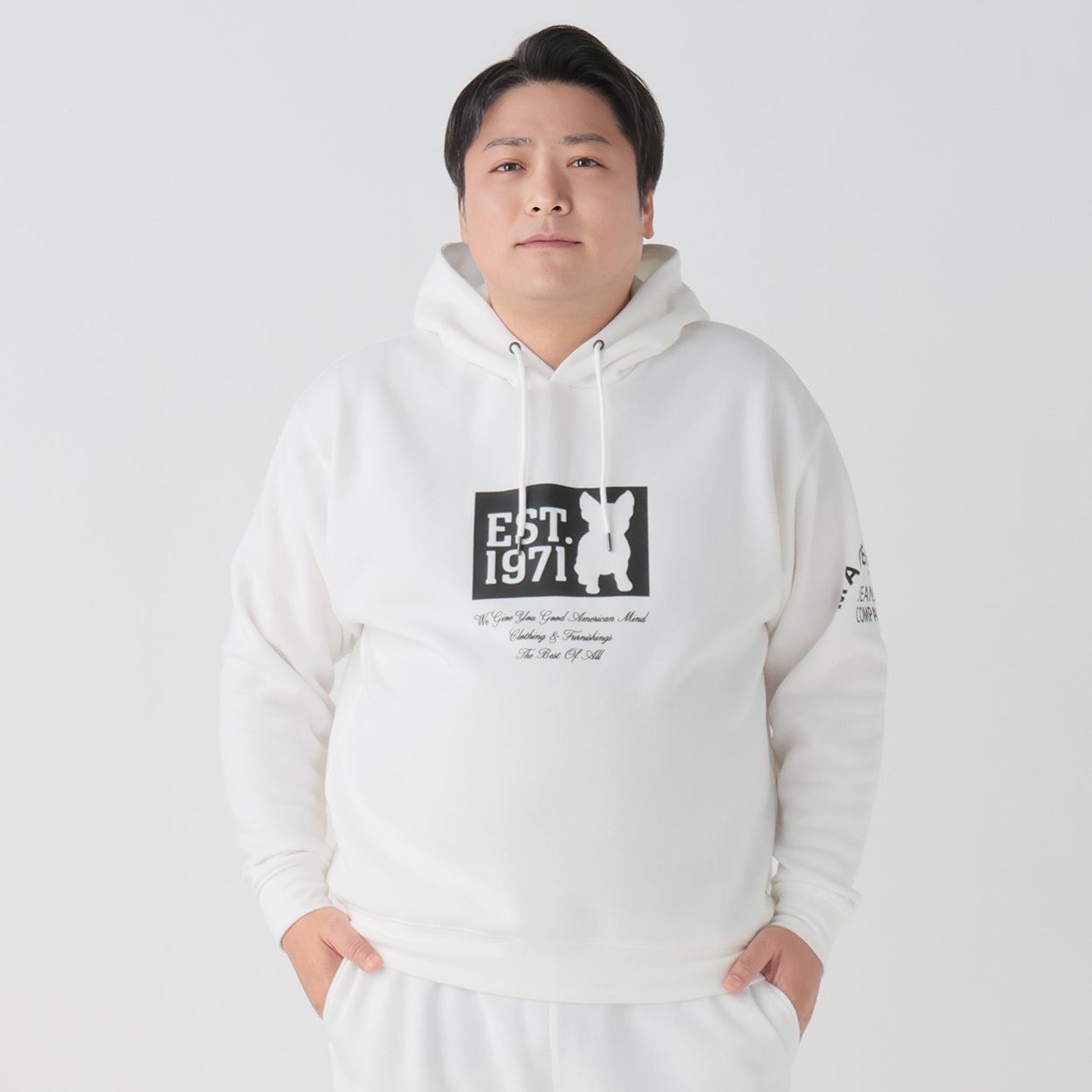 大きいサイズ モノトーン起毛プルパーカー メンズ GREATESS(グレイテス